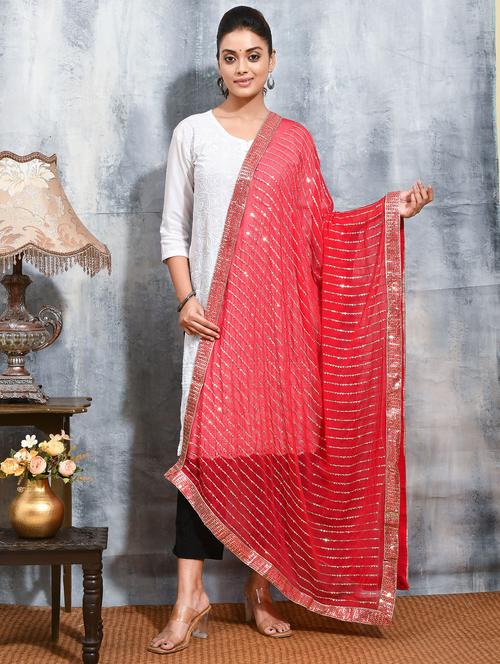 women solid with work embellished dupatta - 21965804 - Standard Image - 0