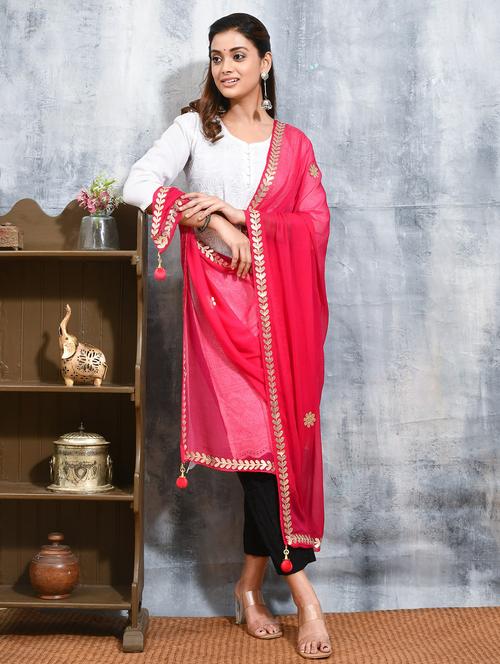 women solid with work embroidered dupatta  - 21965829 -  Standard Image - 0