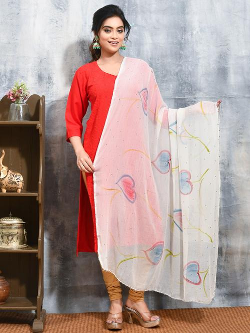 women white printed embellished dupatta - 21965853 - Standard Image - 0