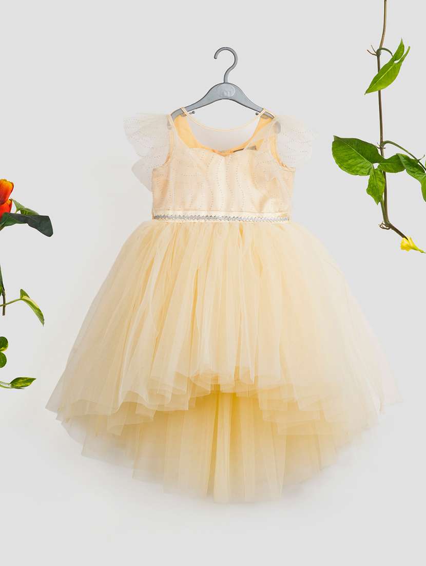 girls embellished flared sleeve high low dress