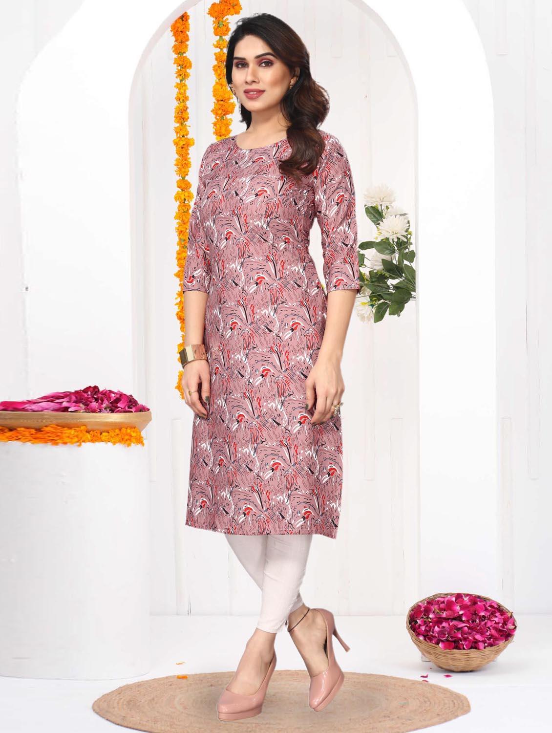 women printed three quarter sleeve straight kurta - 21965881 - Standard Image - 2
