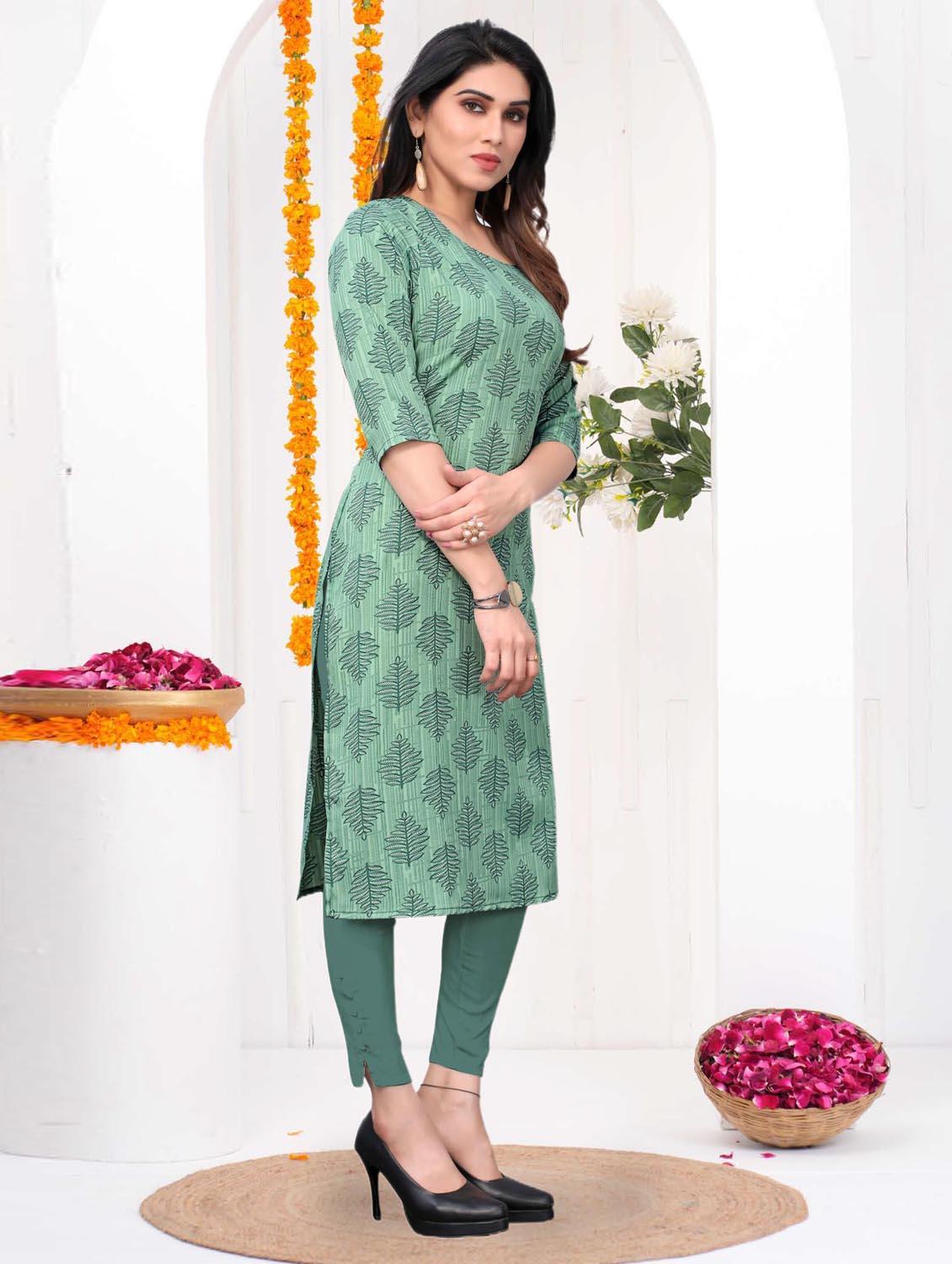 women printed three quarter sleeve straight kurta - 21965910 - Standard Image - 2
