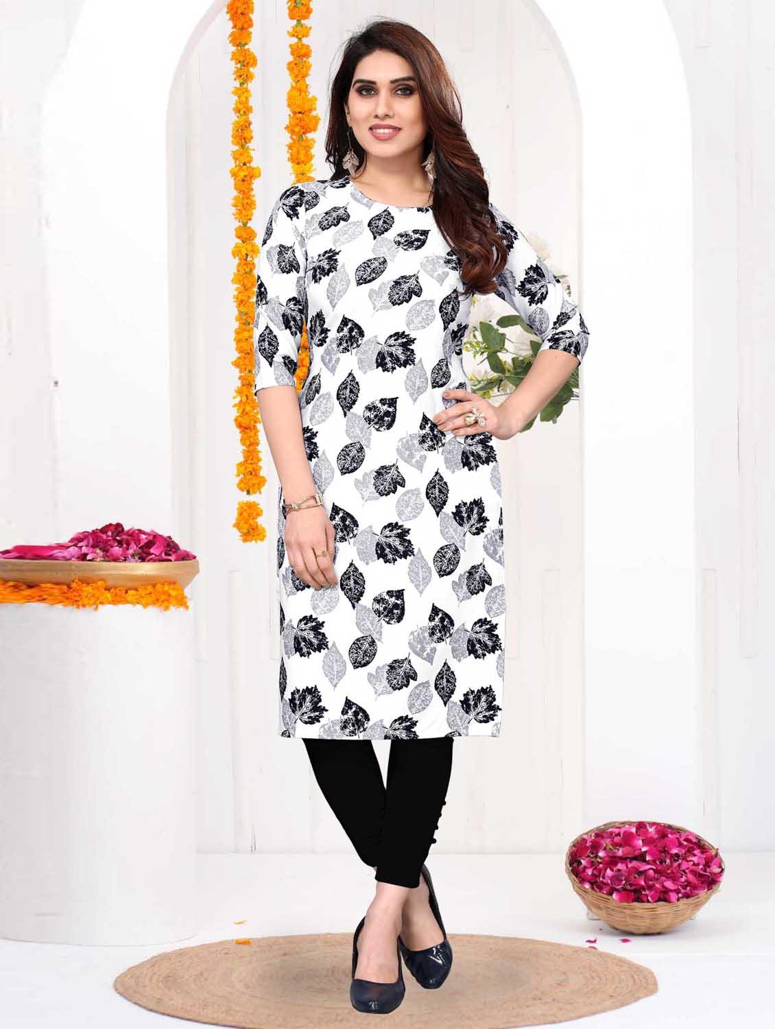 women printed three quarter sleeve straight kurta - 21965958 -  Zoom Image - 0
