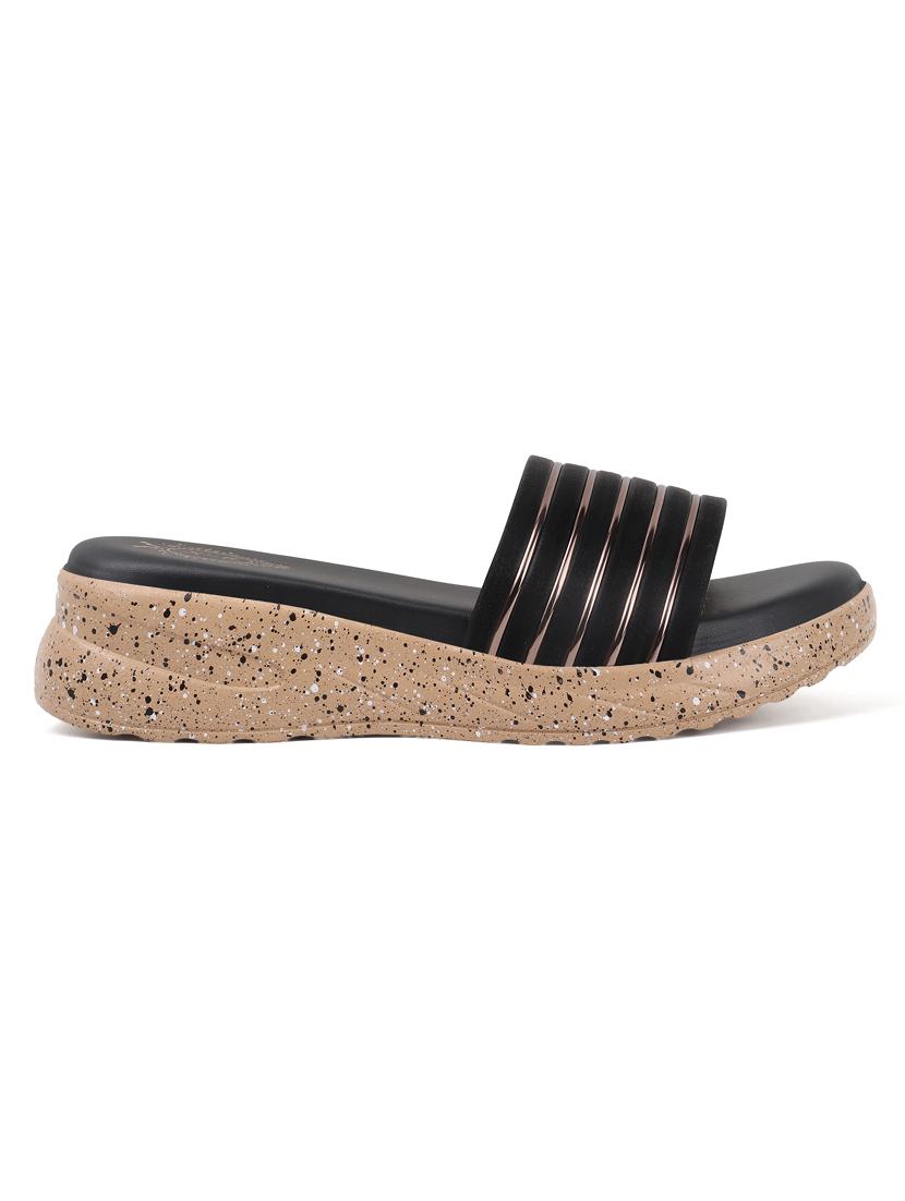 women black slip on platform wedge - 21966043 - Standard Image - 2