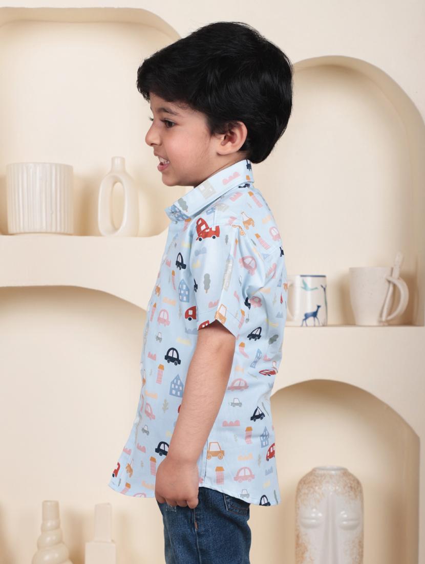 boys printed collared short sleeve shirt - 21966096 - Standard Image - 2