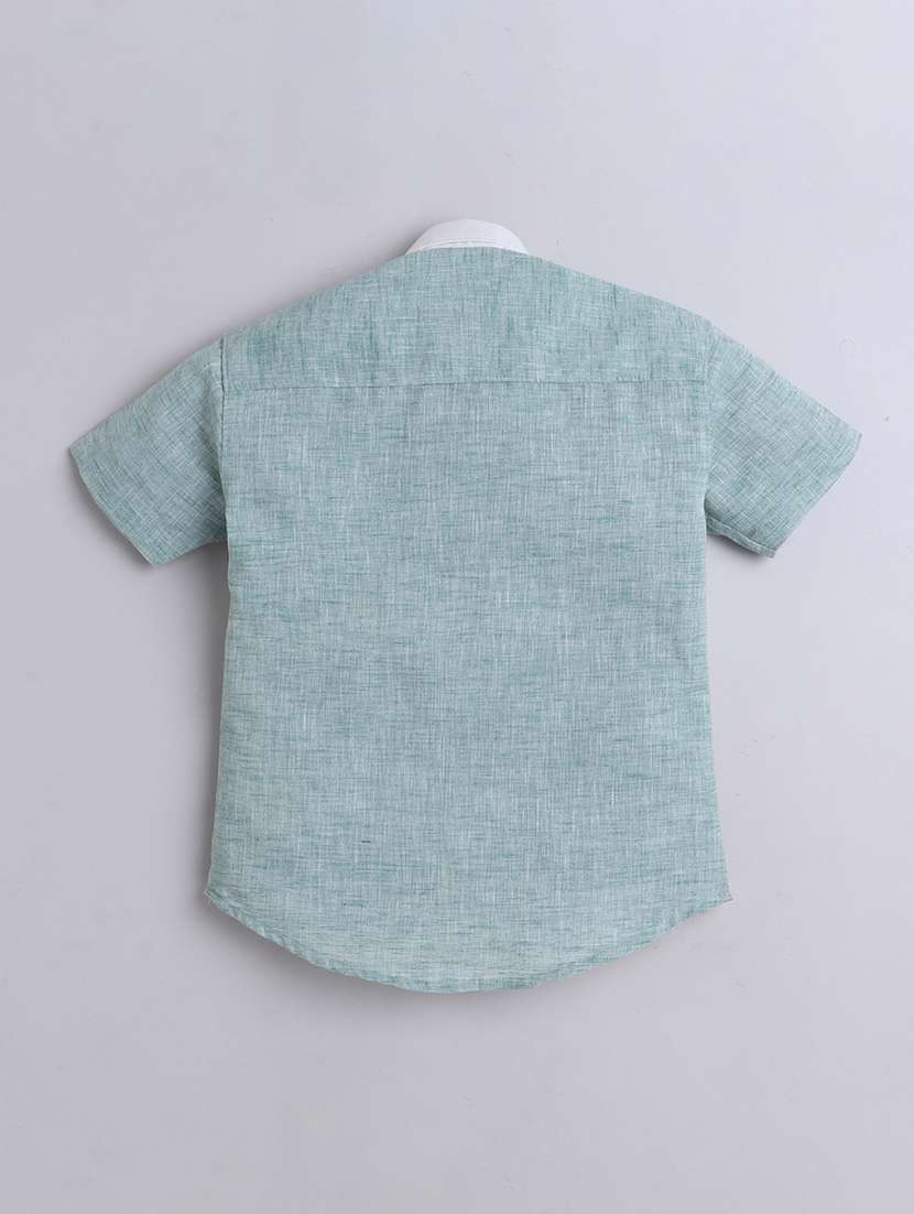 boys solid collared short sleeve shirt - 21966099 -  Standard Image - 2
