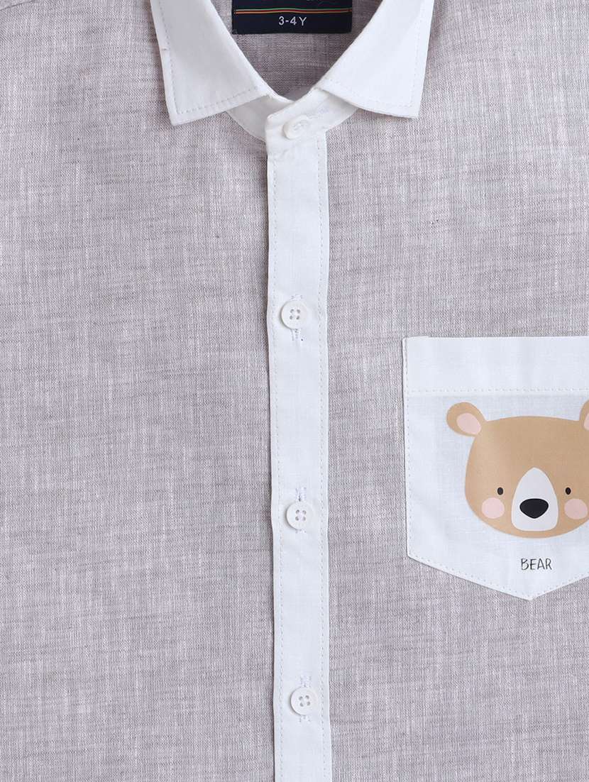 boys solid collared short sleeve shirt - 21966100 - Standard Image - 2