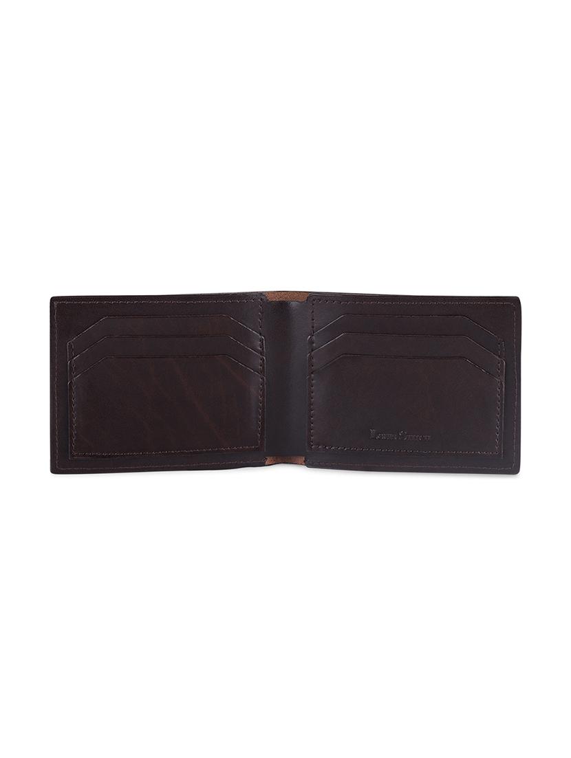 men's solid brown leather bi-fold wallet - 21966114 - Standard Image - 2