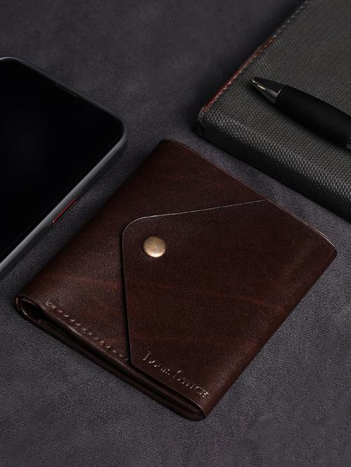 men brown solid leather wallet - 21966119 - Standard Image - 0