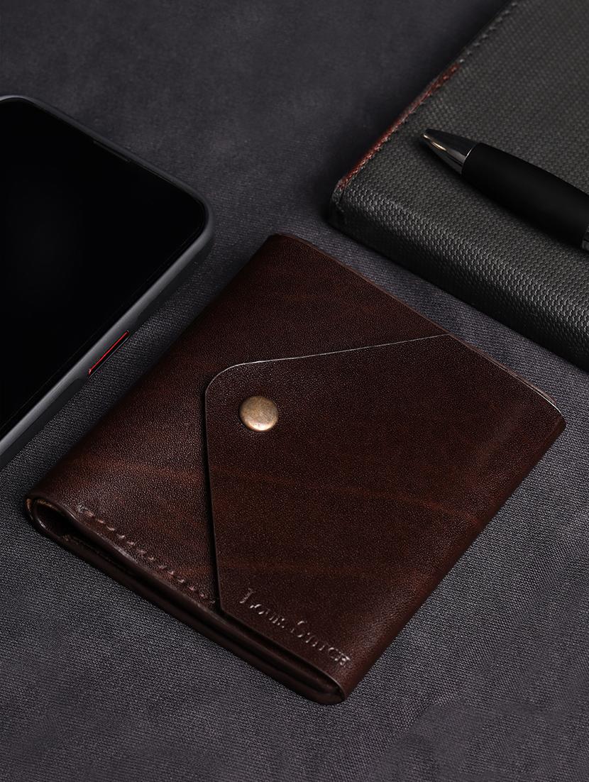 men brown solid leather wallet - 21966119 - Zoom Image - 0