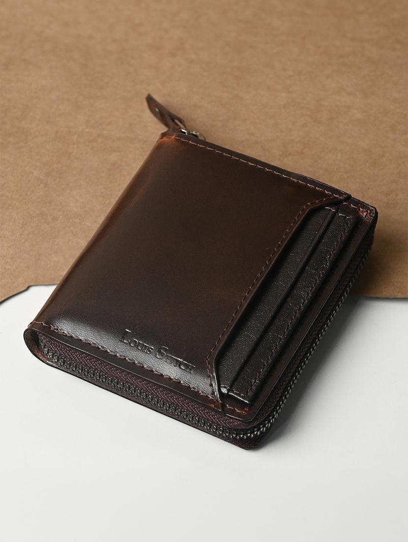 men's brown leather zip around wallet - 21966131 - Zoom Image - 0