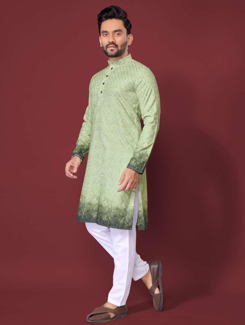 green rayon long  kurta - 21966160 -  Standard Image - 2