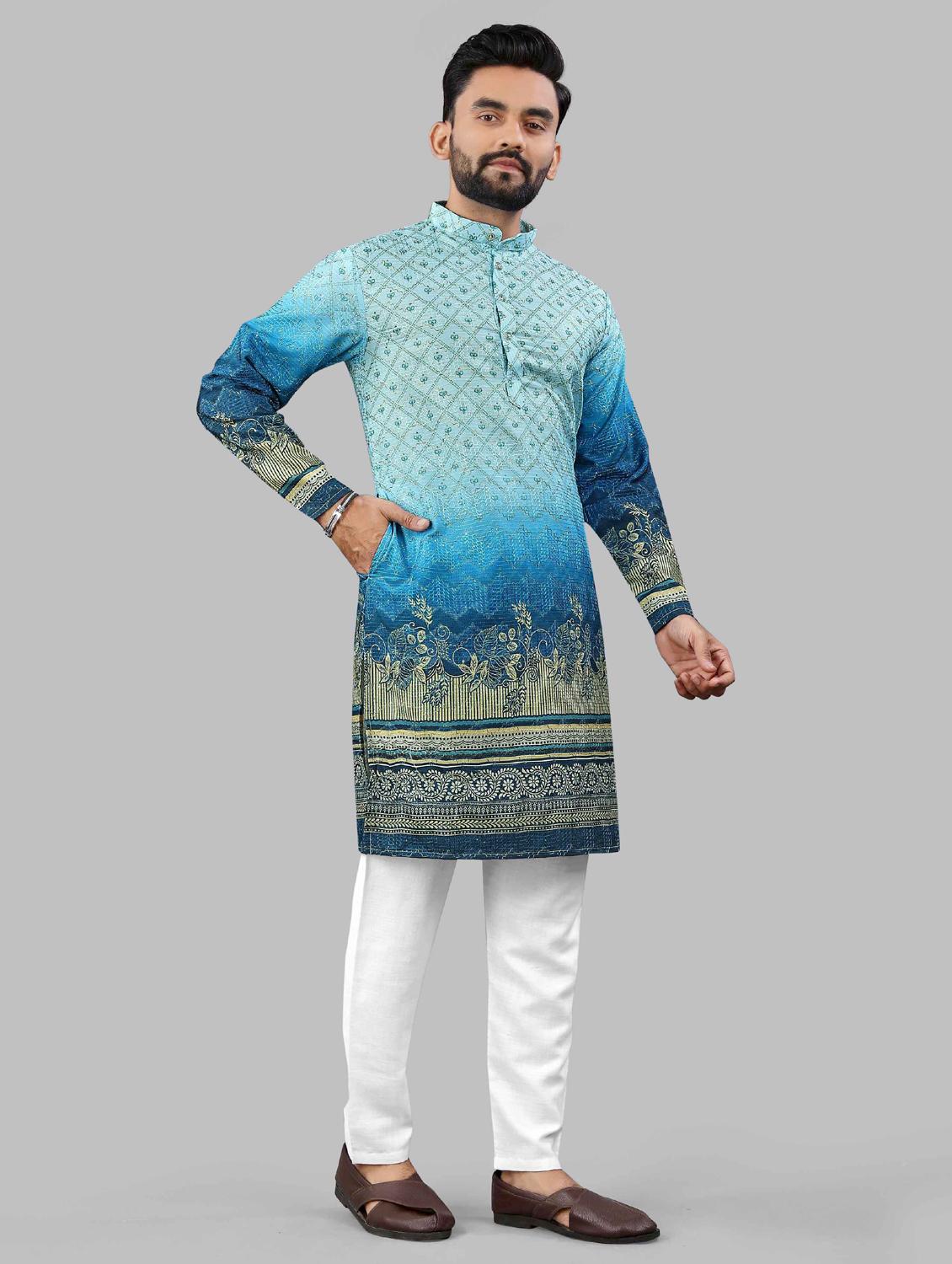 blue rayon long kurta - 21966163 - Standard Image - 2