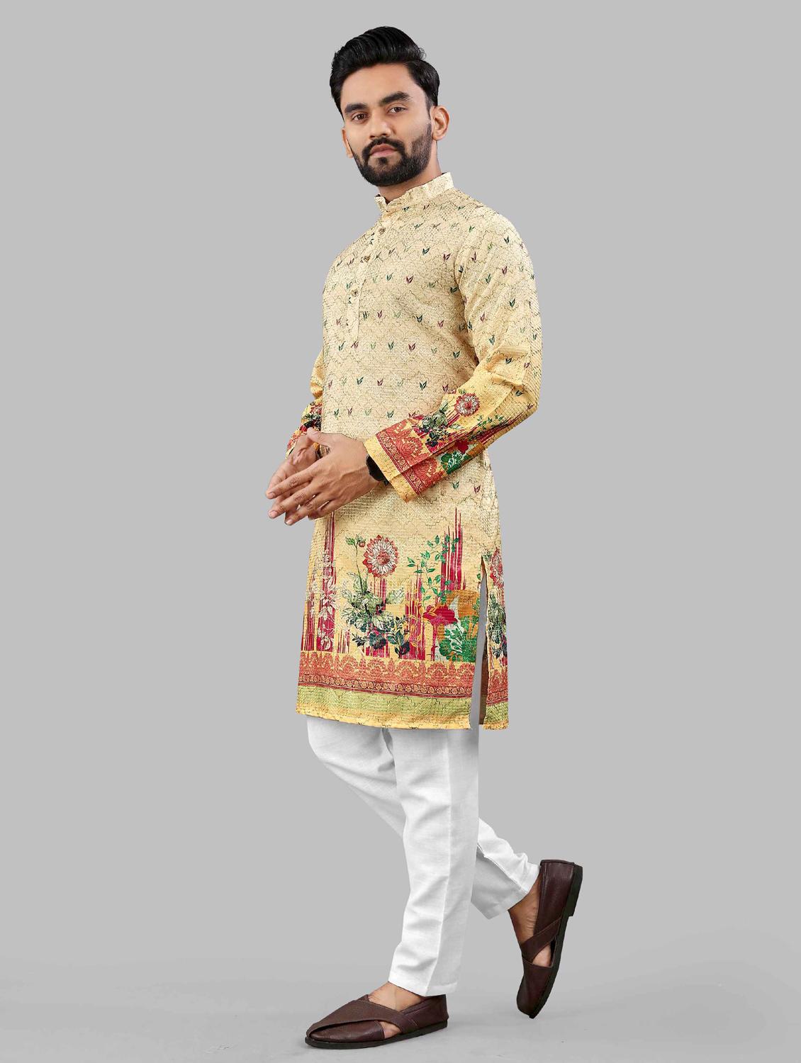 yellow rayon long kurta - 21966164 - Standard Image - 2