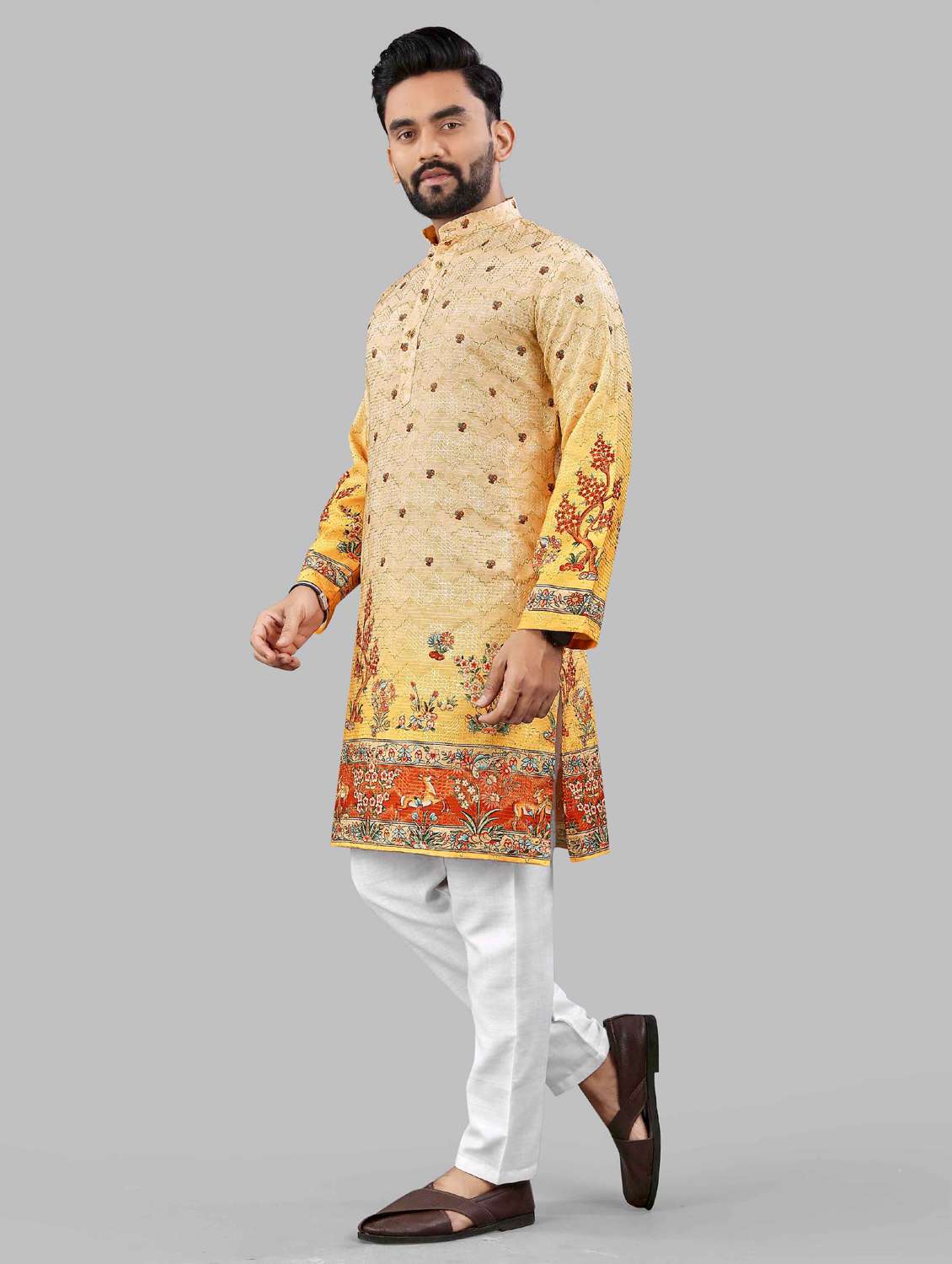 orange rayon long  kurta - 21966165 -  Standard Image - 2