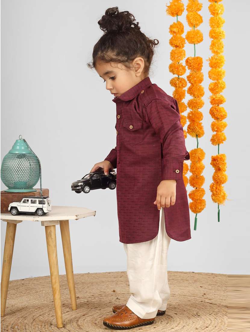 boys solid long sleeve pathani set - 21966167 - Standard Image - 2
