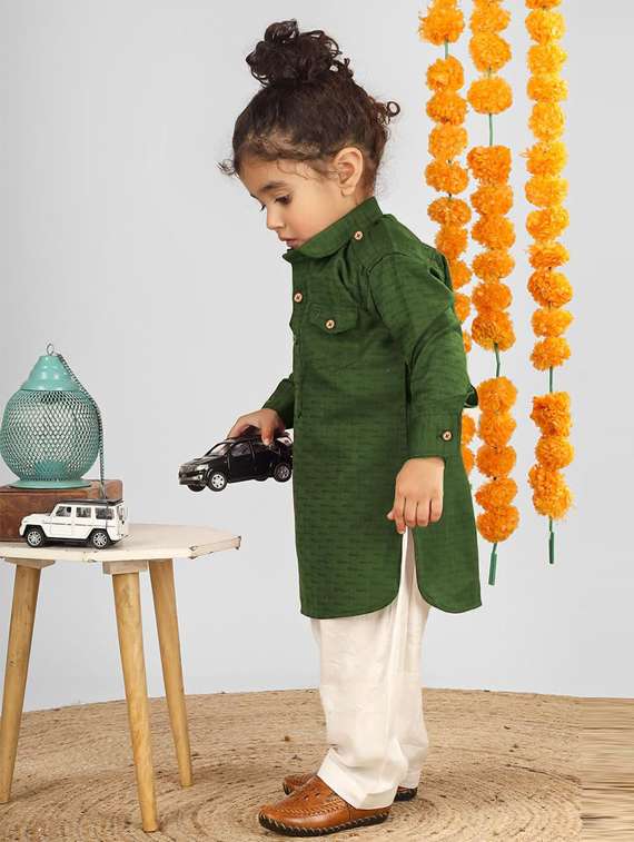 boys solid long sleeve pathani set - 21966168 -  Standard Image - 2