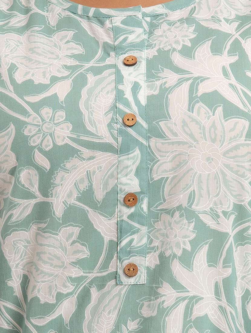 women printed three quarter sleeve straight kurti - 21966180 -  Standard Image - 2