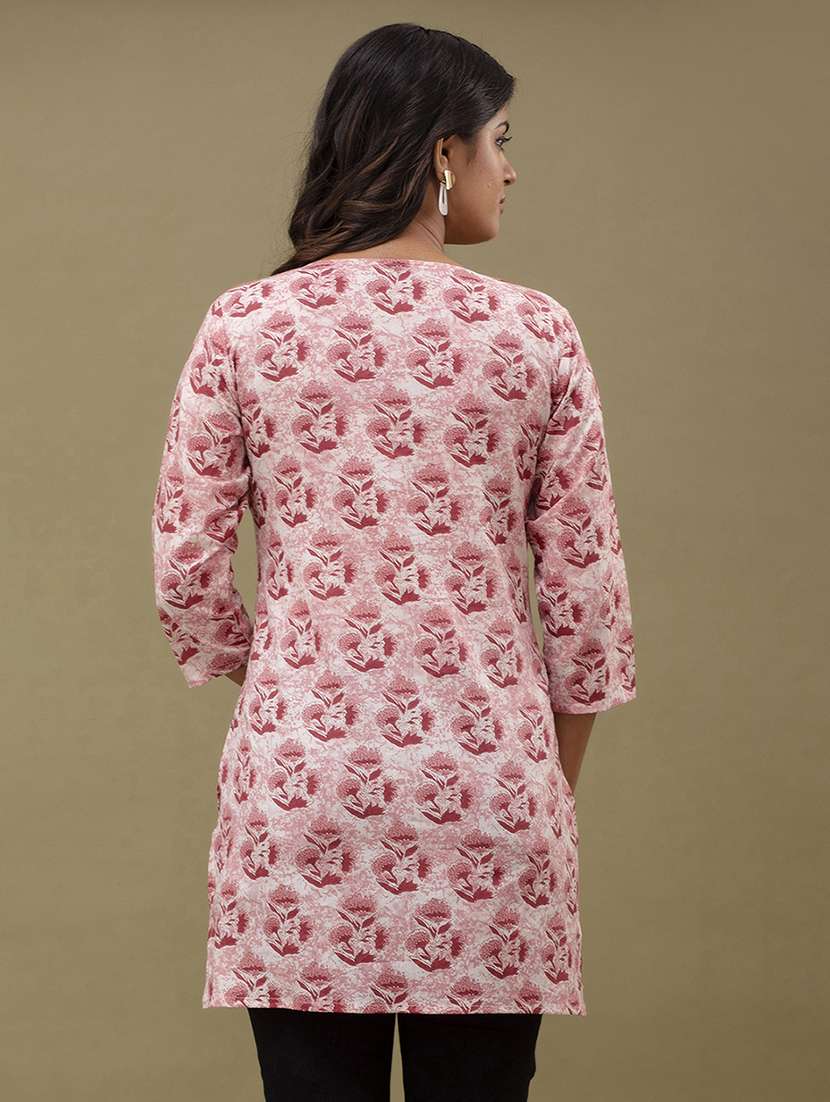 women printed three quarter sleeve straight kurti - 21966185 -  Standard Image - 2