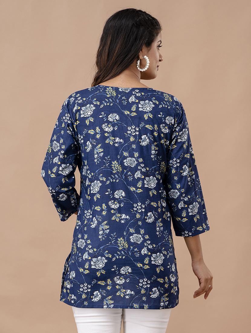 women printed three quarter sleeve straight kurti - 21966188 - Standard Image - 2