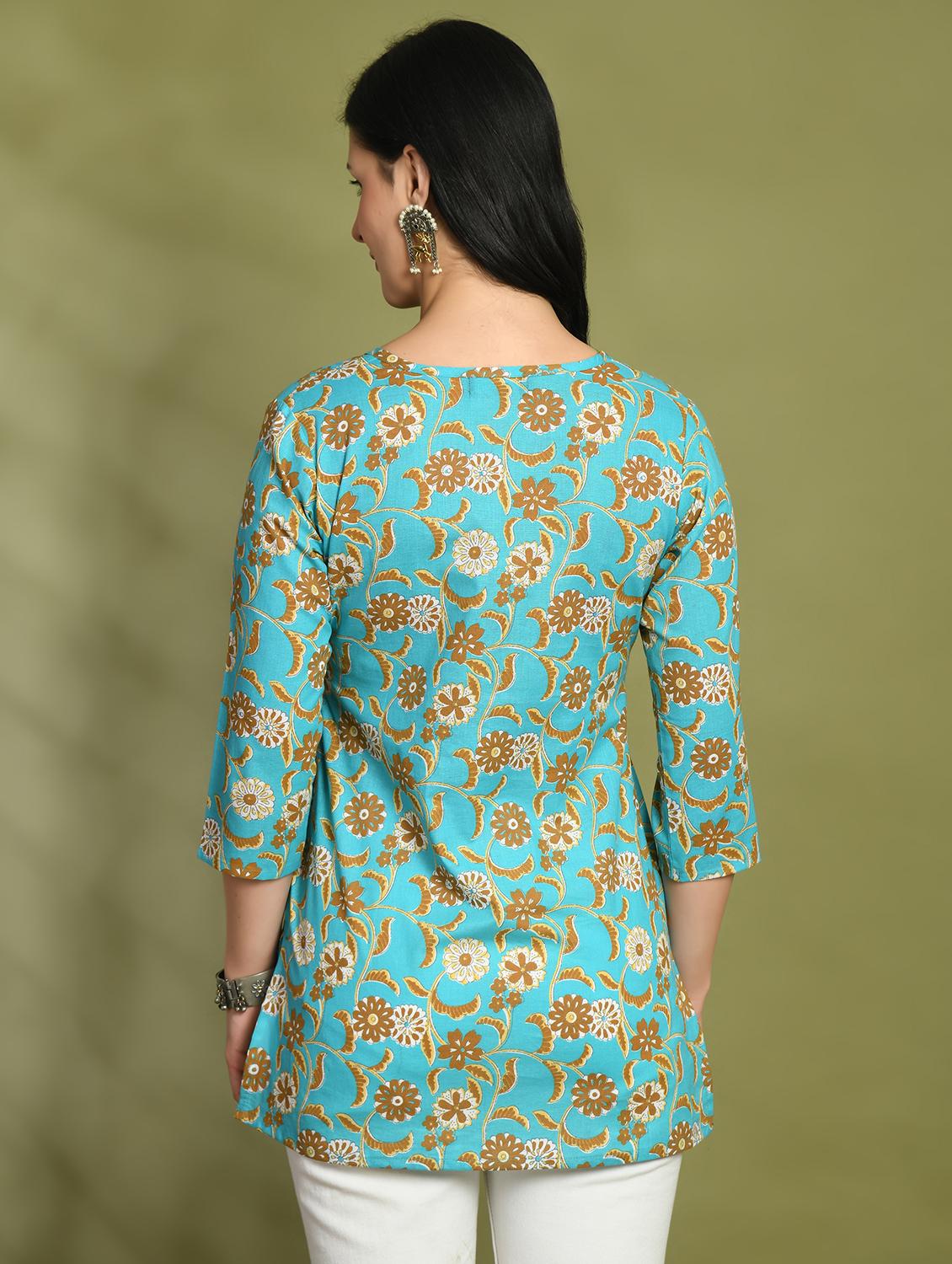 women three quarter sleeve straight kurti - 21966191 - Standard Image - 2