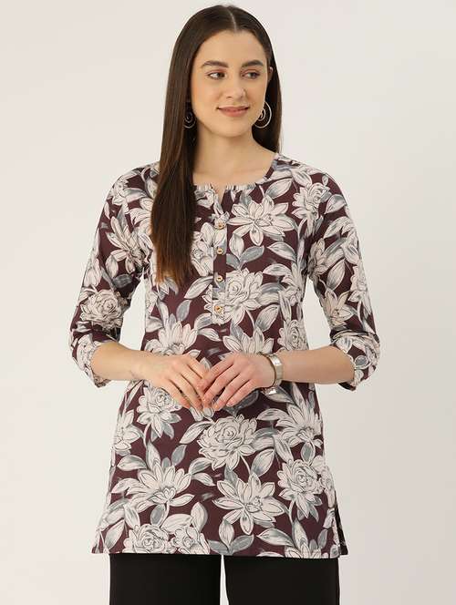 women three quarter sleeve straight kurti - 21966194 - Standard Image - 0