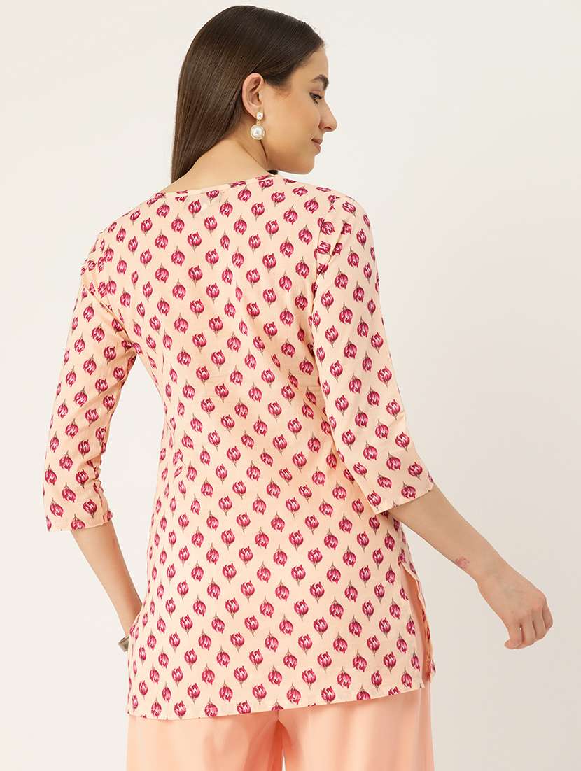 women three quarter sleeve straight kurti - 21966196 -  Standard Image - 2