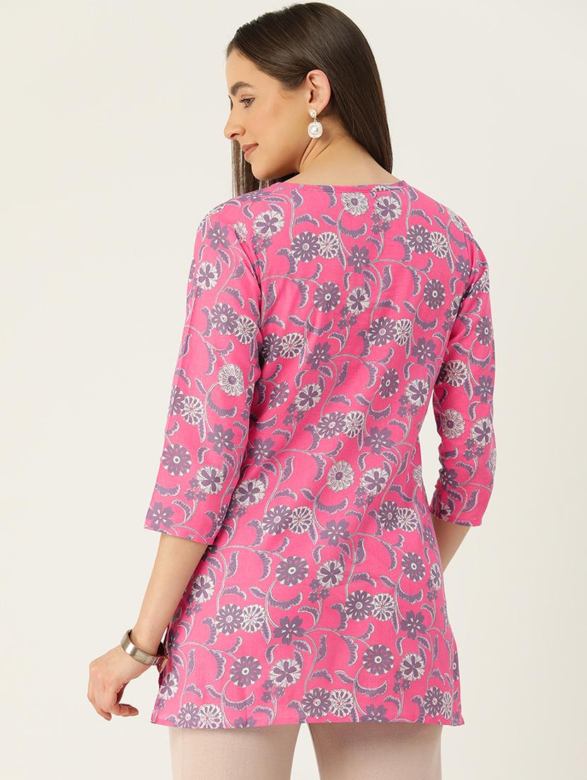 women three quarter sleeve straight kurti - 21966198 - Standard Image - 2