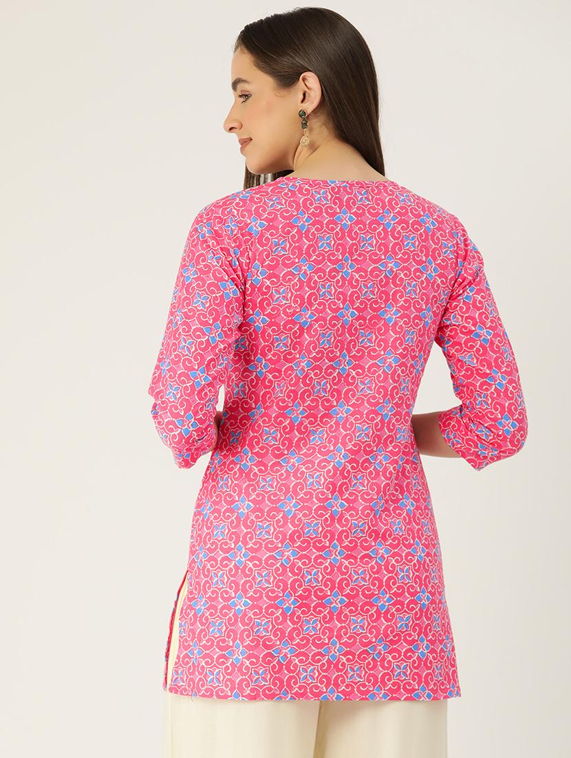 women three quarter sleeve straight kurti - 21966200 - Standard Image - 2