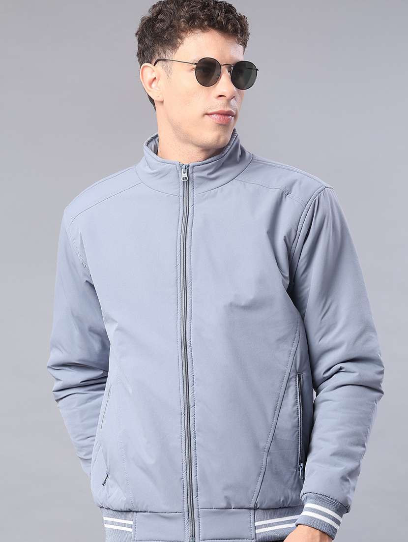 men solid long sleeve regualr fit casual jacket