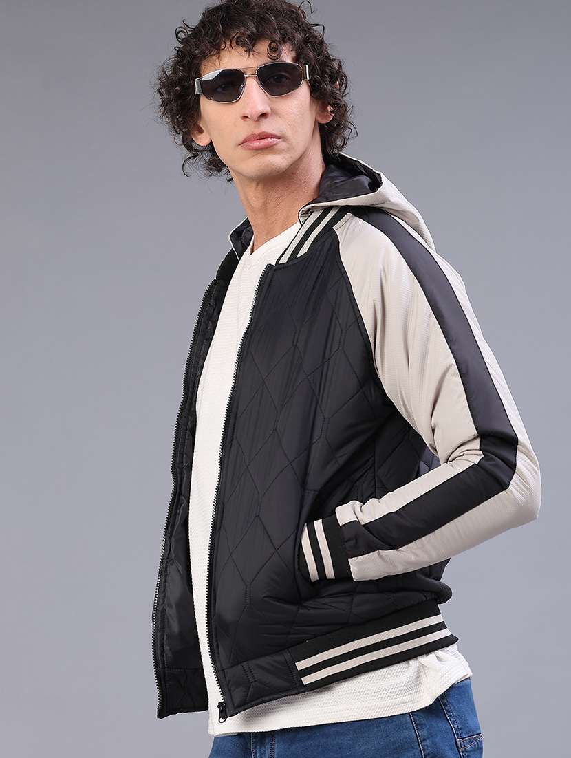 men color block long sleeve puffer jacket