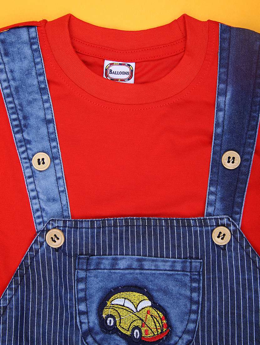 boys striped t-shirt & dungaree casual wear set - 21966374 -  Standard Image - 2