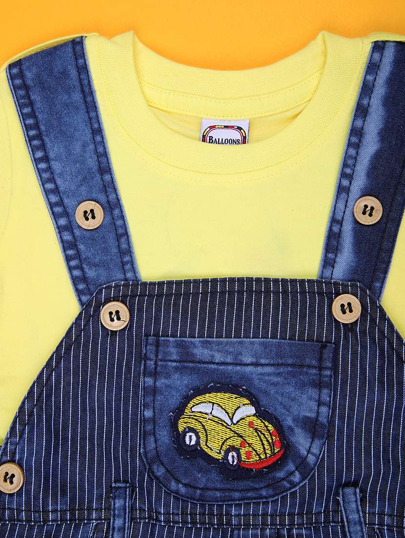 boys striped t-shirt & dungaree casual wear set - 21966375 -  Standard Image - 2