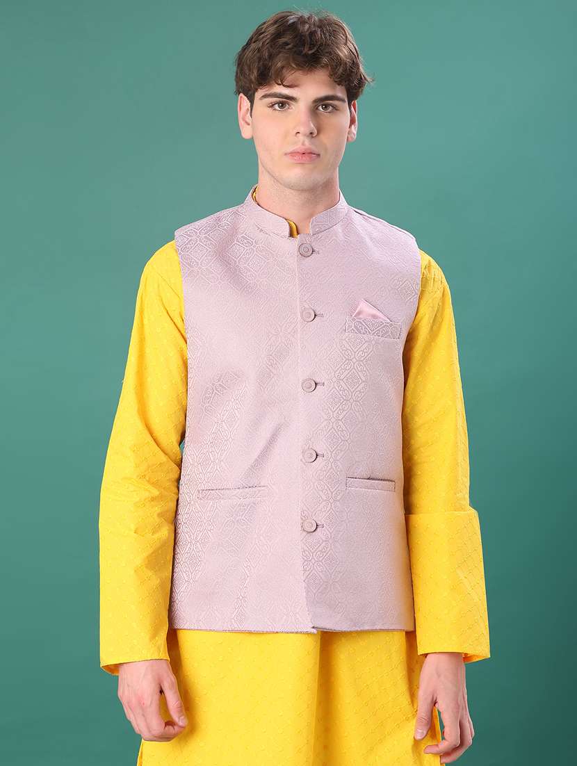 men self design mandarin neck regular fit nehru jacket - 21966421 -  Standard Image - 2