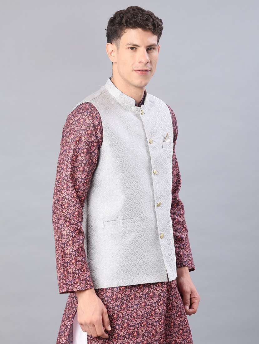men self design mandarin neck regular fit nehru jacket - 21966422 -  Standard Image - 2