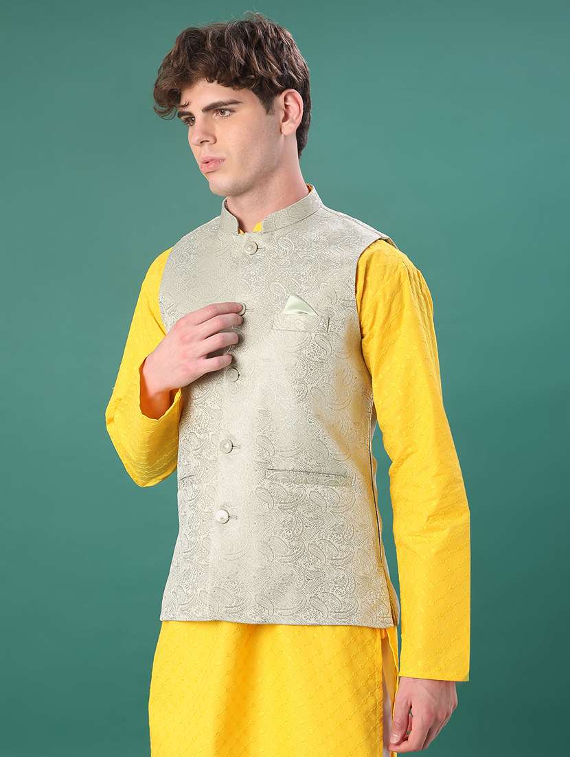 men self design mandarin neck regular fit nehru jacket - 21966423 -  Standard Image - 2