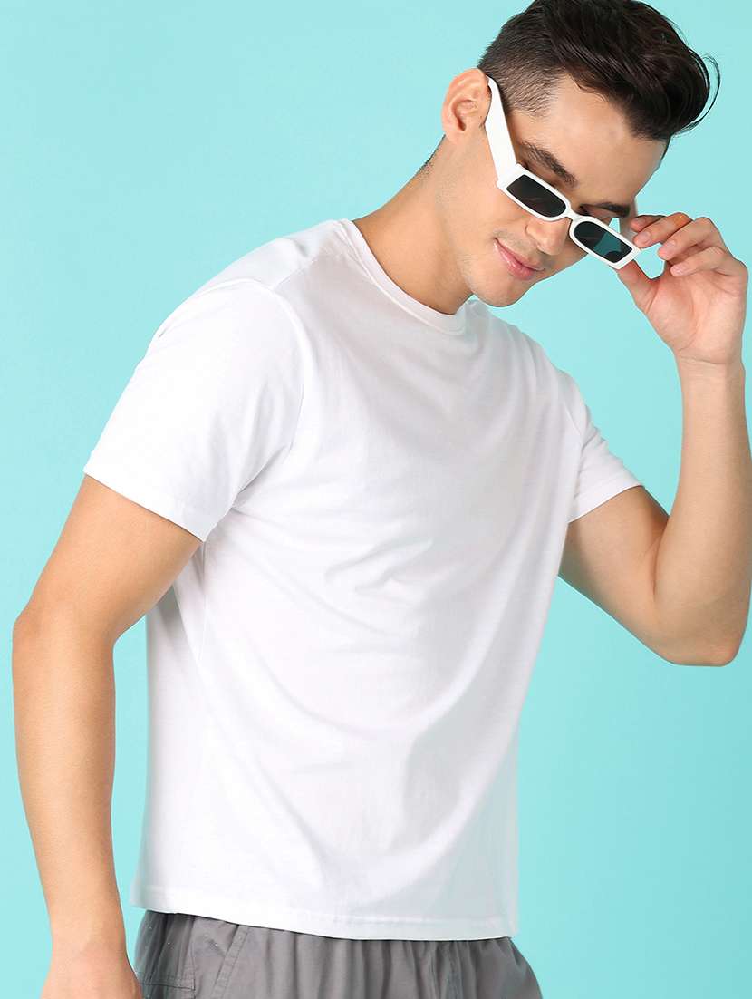 men solid round neck regular fit t-shirt