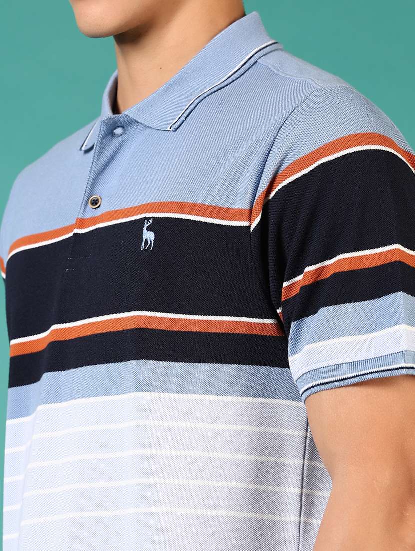 men striped short sleeve regular fit polo t-shirt - 21966566 -  Standard Image - 2