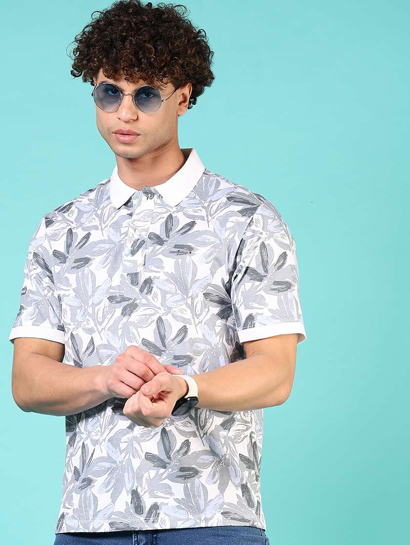 men printed short sleeve regular fit polo t-shirt