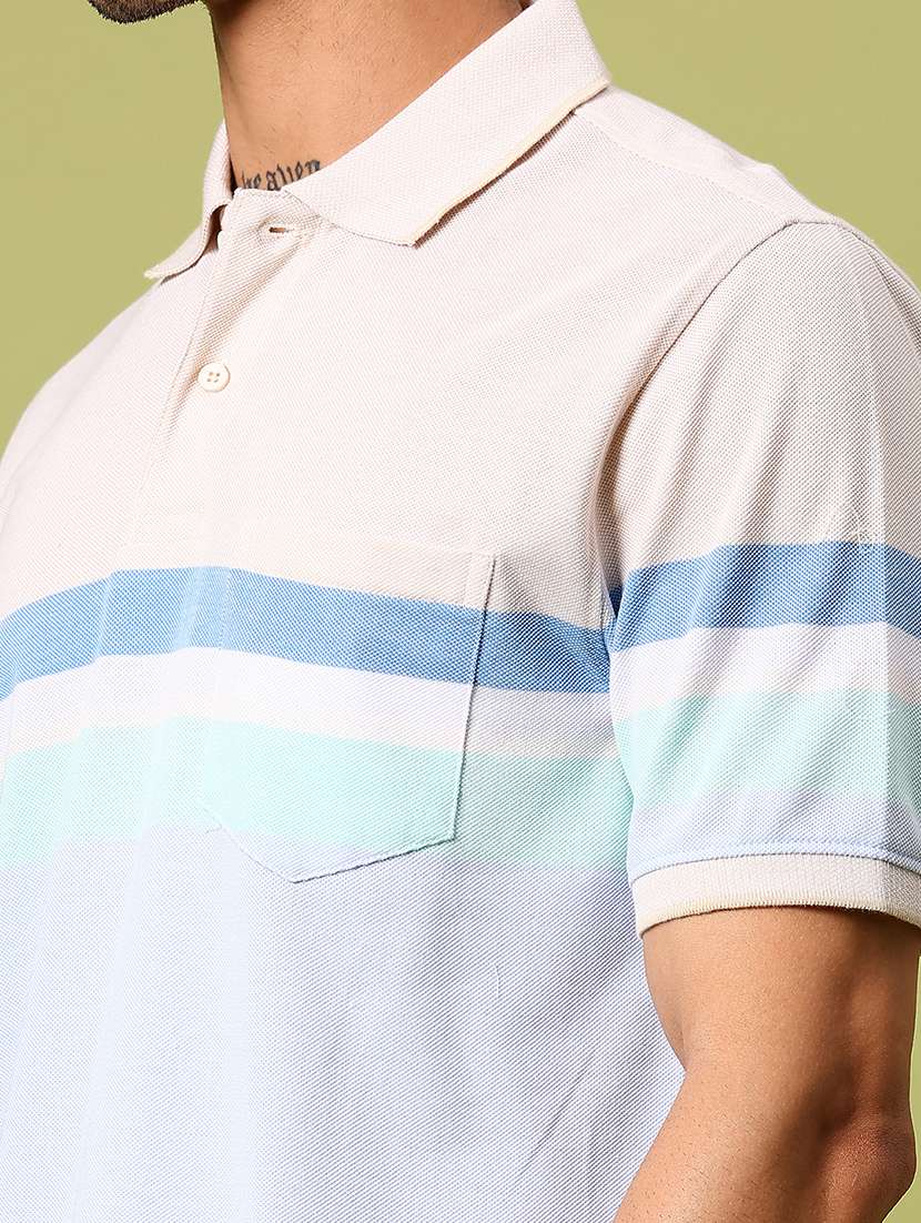 men striped short sleeve regular fit polo t-shirt - 21966595 - Standard Image - 2