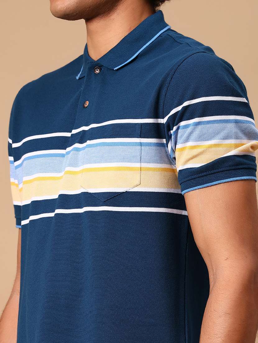 men striped short sleeve regular fit polo t-shirt - 21966596 -  Standard Image - 2