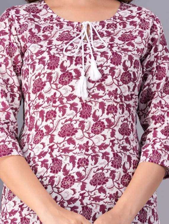 women three quarter sleeve straight kurti - 21966642 - Standard Image - 2