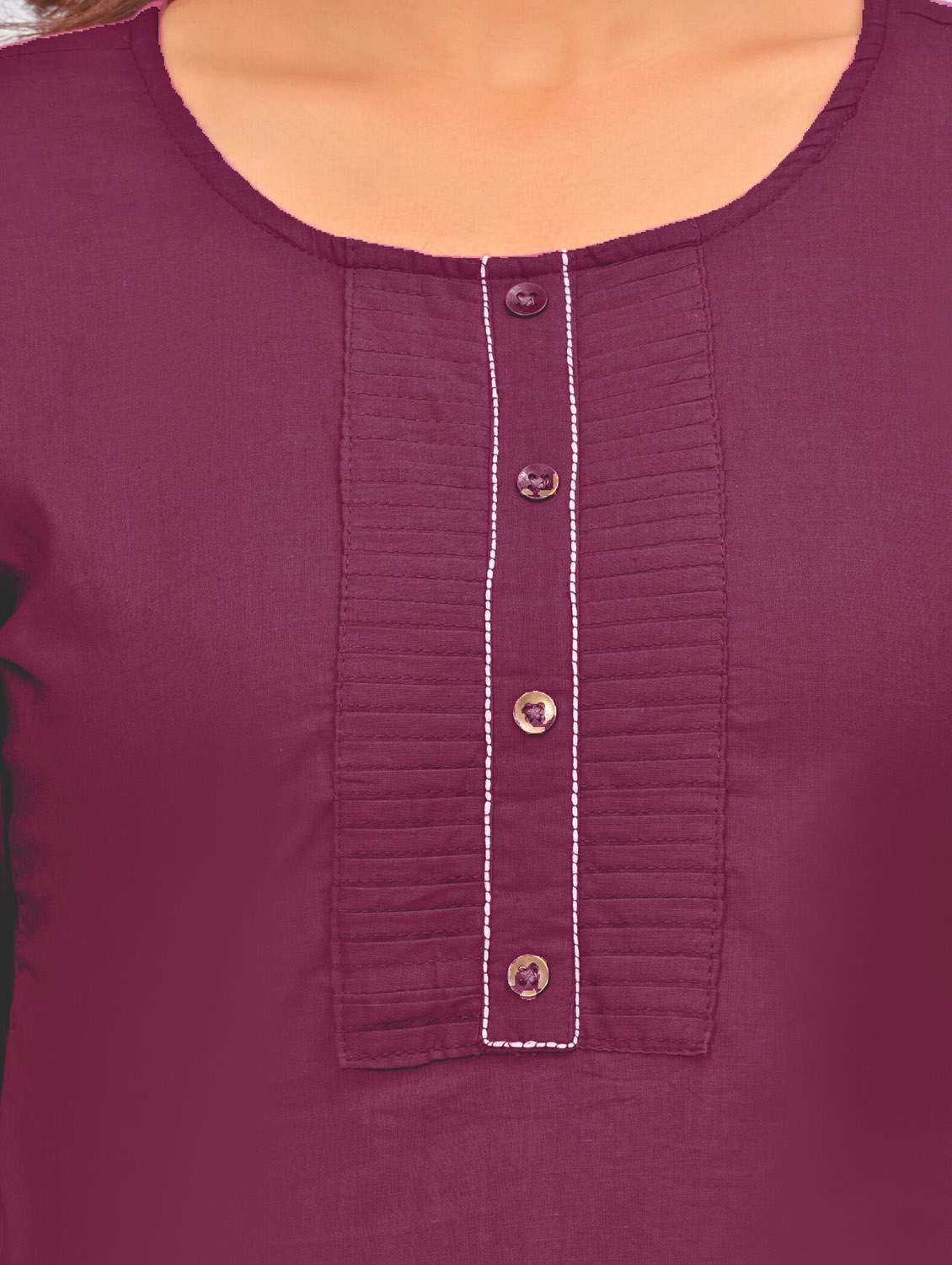 women three quarter sleeve straight kurti - 21966663 - Standard Image - 2