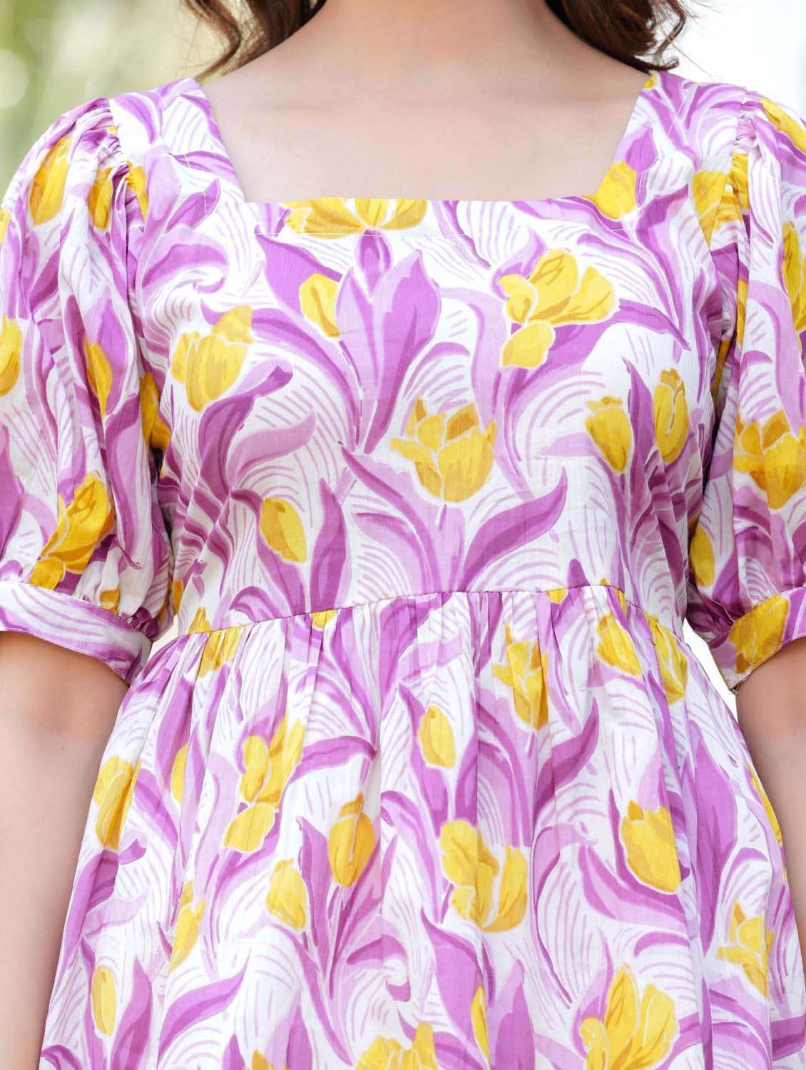 women floral printed puff sleeve peplum top - 21966678 - Standard Image - 2