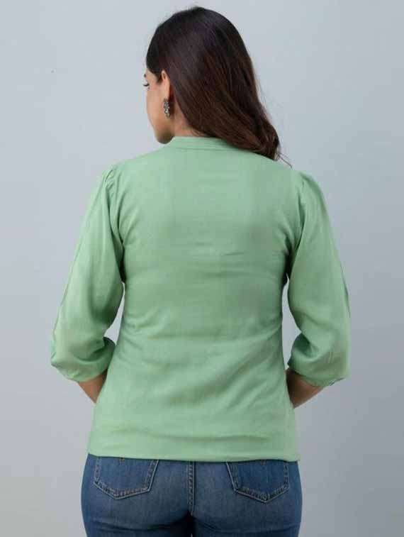 women solid three quarter sleeve ethnic top - 21966683 - Standard Image - 2