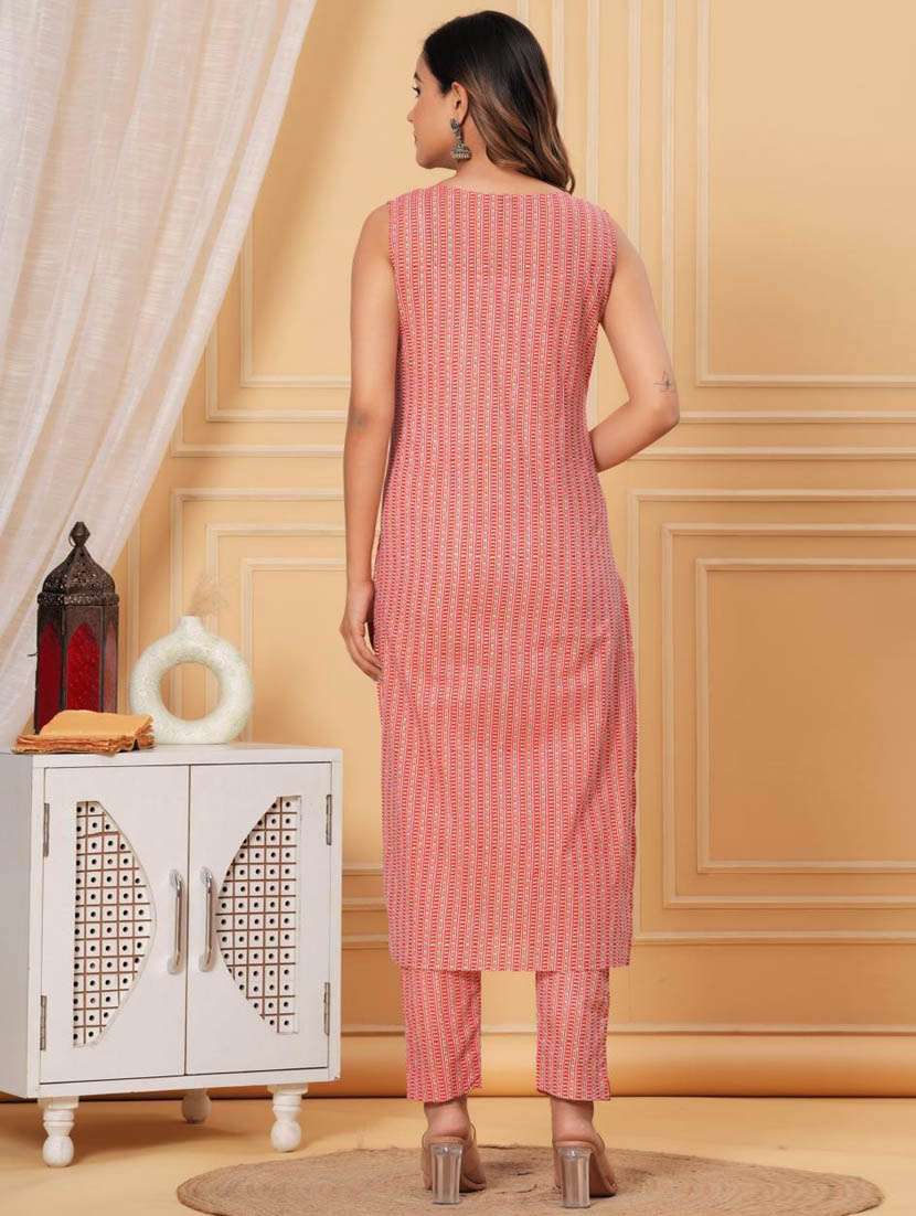 women printed sleeveless kurta pant set - 21966730 - Standard Image - 2