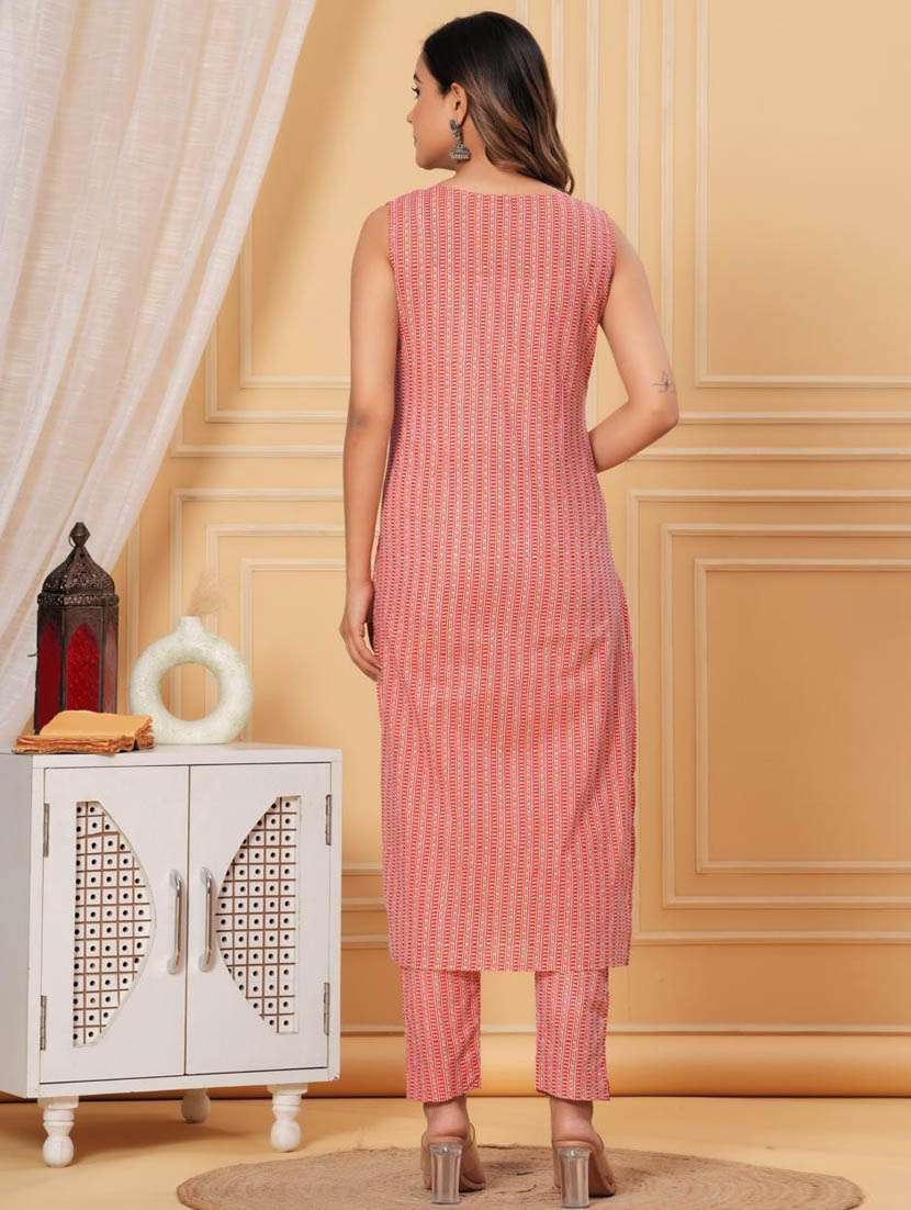 women printed sleeveless kurta pant set - 21966731 - Standard Image - 2