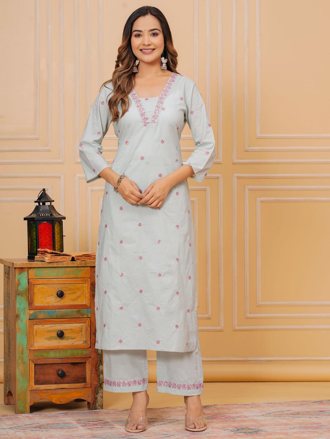 women three quarter sleeve kurta pant with dupatta set - 21966748 - Standard Image - 2