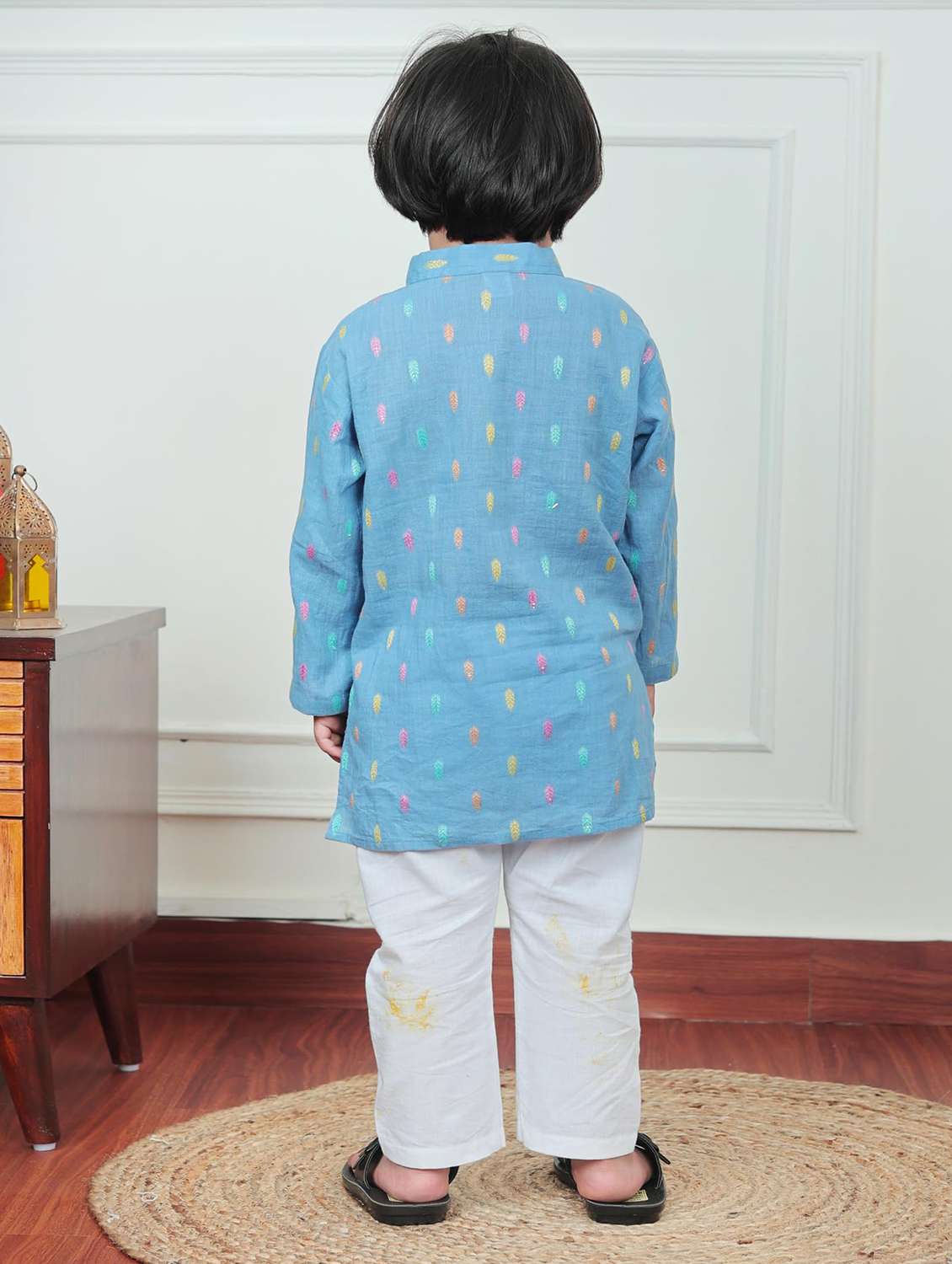 boys self design mandarin neck kurta - 21966773 - Standard Image - 2