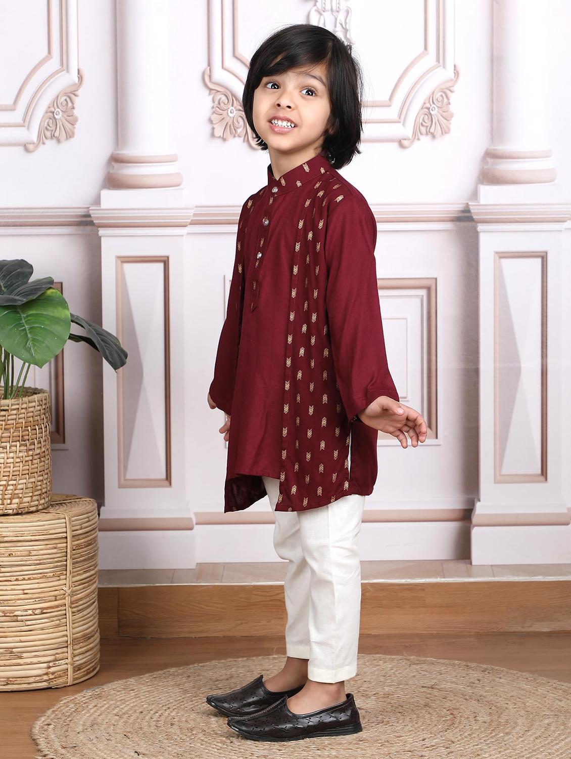boys printed long sleeve kurta and pyjama set - 21966783 - Standard Image - 2